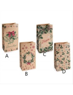 Sacchetto in carta natalizia Aghifogli - 4 varianti - Con molletta, ta