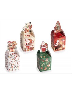 Scatolina natalizia in carta con decoro di chiusura - 4 varianti - Des