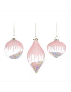 Pallina di Vetro 8cm Rosa Candy – 3 Varianti Natalizie 🎄🍬