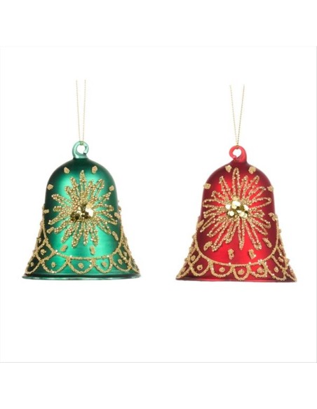 Campana di Vetro h9,5cm Stella Verde Rossa – 2 Varianti Natalizie 🔔🎄