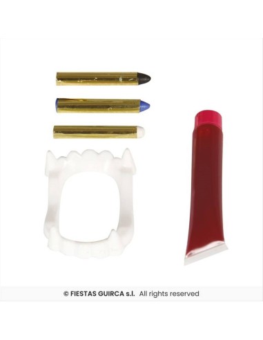 Set Trucco Vampiro 5pz – Halloween Make-up con Denti e Sangue 🎃🧛‍♂️