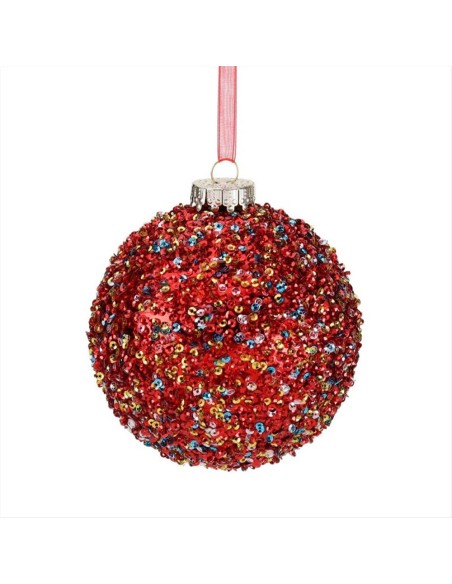 Palla di Vetro 10cm Rosso Multicolore Goodwill – Decorazione Natalizia Palla di Vetro 10cm Rosso Multicolore Goodwill – Decorazione Natalizia