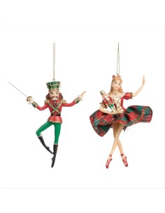 Ballerina Schiaccianoci in Abito Tartan h13cm – Decorazione Natalizia 