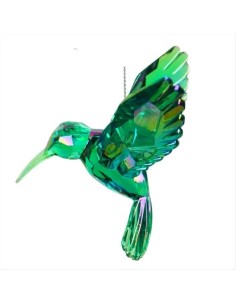 Decorazione 3D Colibrì Iridescente Verde 12,5cm - In Acrilico