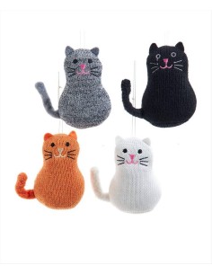 Decorazione 3D Gatto in Lana H10,5cm - 4 Varianti