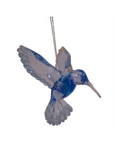Decorazione 3D Colibrì Iridescente Glitterato Blu – Eleganza Natalizia