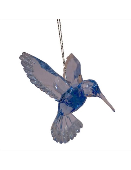 Decorazione 3D Colibrì Iridescente Glitterato Blu – Eleganza Natalizia