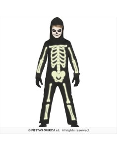 Costume Scheletro Fluorescente Bambini - Taglie 3-12 Anni con Cappucci 2