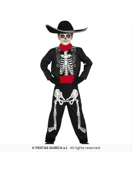 Costume Scheletro Messicano Bambini - Taglie 3-12 Anni