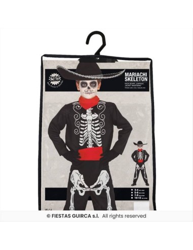 Costume Scheletro Messicano Bambini - Taglie 3-12 Anni