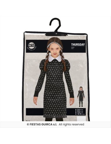 Costume Bambina Gotica Mercoledì -Taglie 3-12 Anni