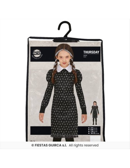 Costume Bambina Gotica Mercoledì -Taglie 3-12 Anni