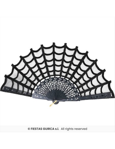 Ventaglio Gotico Nero con Ragnatela Accessorio Halloween