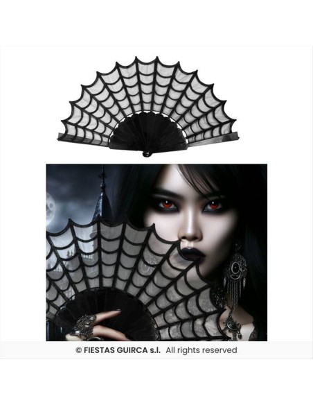 Ventaglio Gotico Nero con Ragnatela Accessorio Halloween