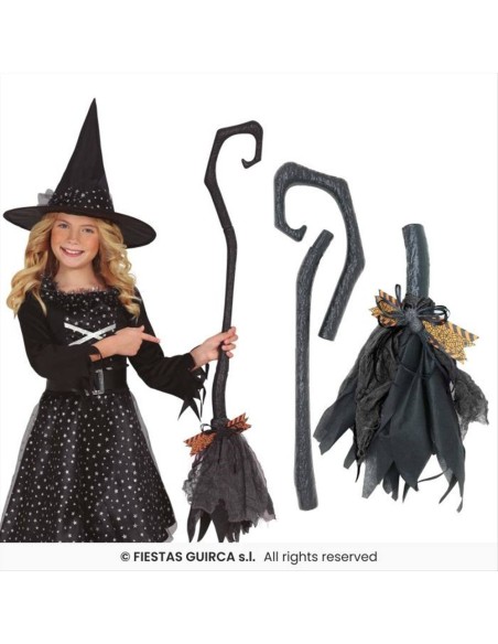 Scopa da Strega Smontabile H90cm - Accessorio Halloween 🧹🎃