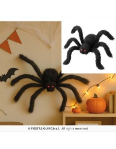 Ragno Nero Gigante 90cm Halloween in Metallo e PVC