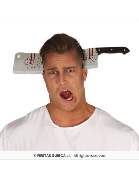 Cerchietto Coltello da Macellaio Insanguinato L35cm - Halloween Horror