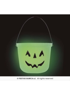 Cestino Fosforescente Teschio 20cm in PVC Luminoso