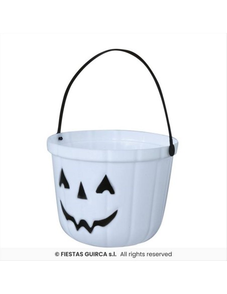 Cestino Fosforescente Teschio 20cm in PVC Luminoso