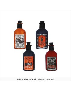 Bottiglia Veleno in Vetro H14cm - 4 Varianti Halloween 🧪☠️