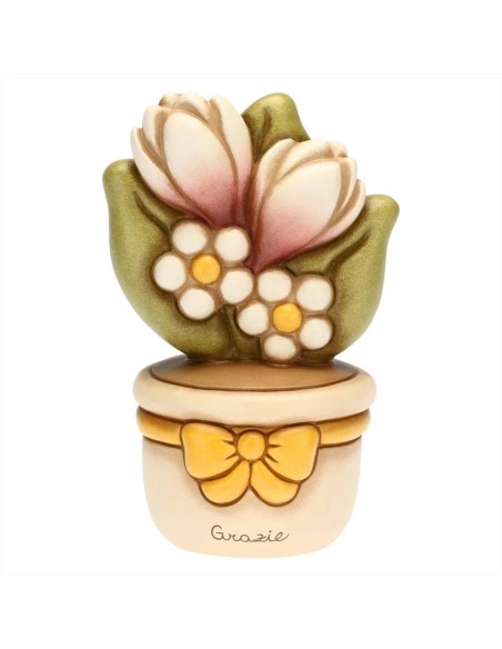 Vasetto soprammobile con fiori - Grazie medio