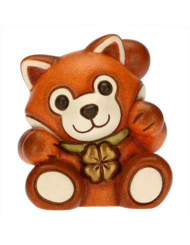 Mini panda rosso Otto Dreamer con quadrifoglio porta fortuna