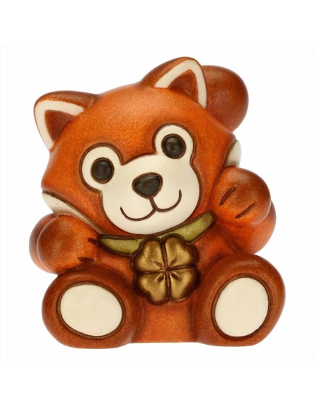 Mini panda rosso Otto Dreamer con quadrifoglio porta fortuna