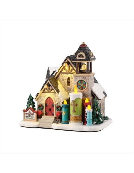 Candlelight Church 55310 Lemax – Chiesa Natalizia Illuminata con Adatt