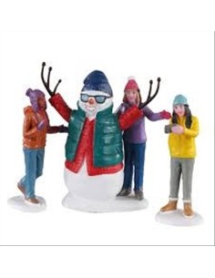 Snowman Selfie Set 3pz 02940 Lemax – Figurine Invernali Vail Village ☃