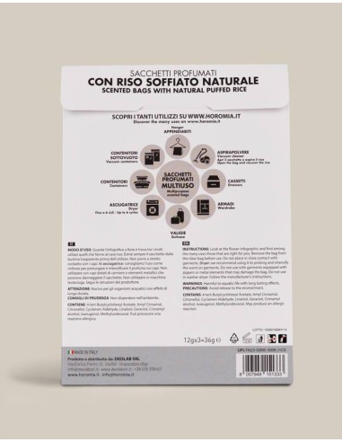 WHITE Sacchetti profumati 3pz multiuso Horomia