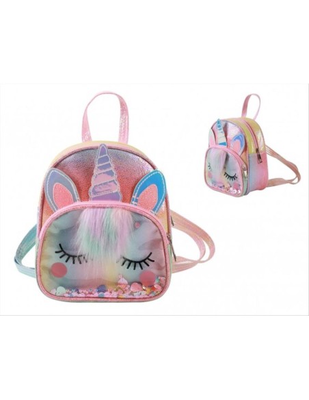 Zaino Unicorno Glitter H20cm 🦄✨ Con Tasca Frontale – 20x18x10 cm