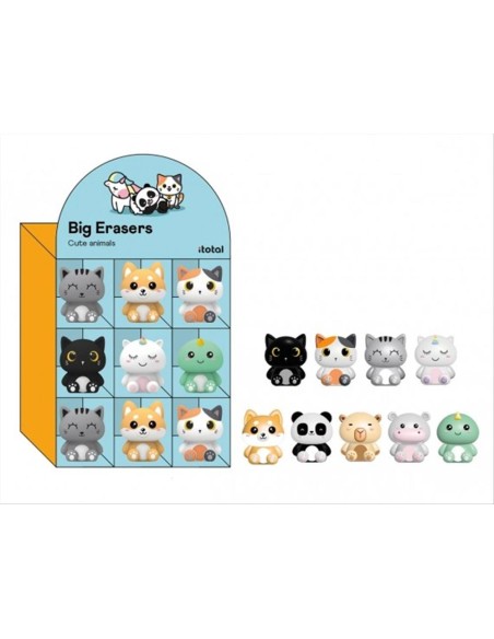 Gomme 3D Animaletti Kawaii H6cm ✨ 9 Varianti – Gatto, Unicorno, Shiba,