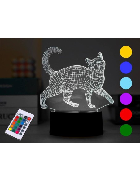Lampada LED 3D Gatto ✨ Effetto Reticolato - 13,5x17x20 cm