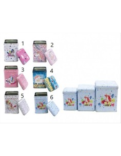 Set 3 Scatole in Metallo Unicorno ✨ 6 Fantasie - Contenitori Glitterat