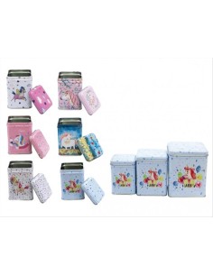 Set 3 Scatole in Metallo Unicorno ✨ 6 Fantasie - Contenitori Glitterat 2