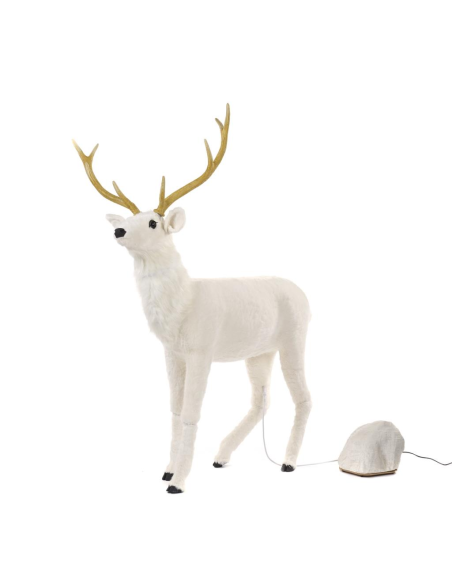 NOLEGGIO - Renna bianca con movimento musica 168cm