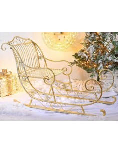 Slitta Natalizia XXL in Metallo Oro - Babbo è Arrivato in Grande Stile 2