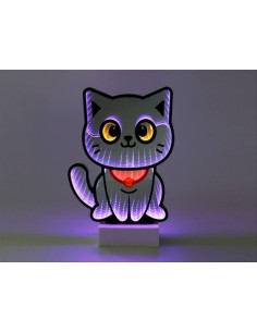 Lampada Infinita LED Gatto h27,7cm - Effetto Neon USB Batteria