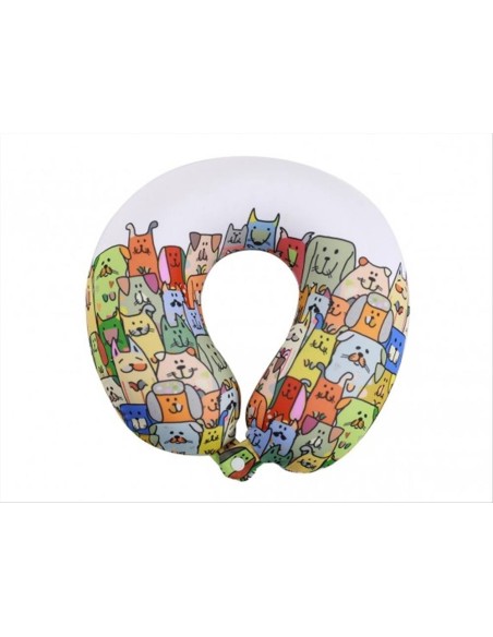 Cuscino da Viaggio Stay Pawsitive Gatti 40x40x15cm - Imbottitura in Fo