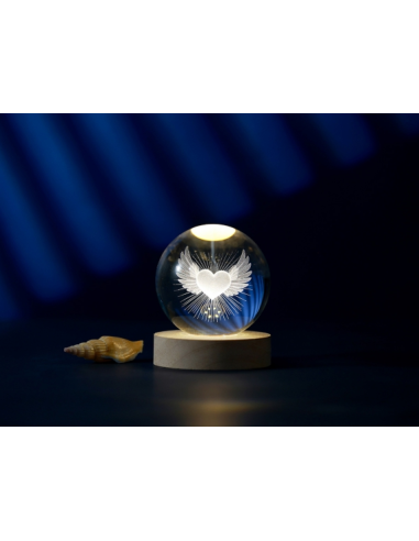 Lampada Sfera Cuore con Ali iTOTAL - 3 Formati LED con Base in Legno
