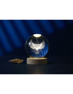 Lampada Sfera Cuore con Ali iTOTAL - 3 Formati LED con Base in Legno 2