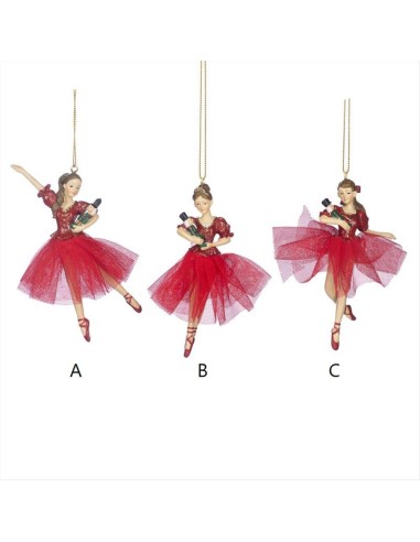 Ballerina con Gonna in Tulle Rossa e Schiaccianoci h13,5cm – 3 Variant