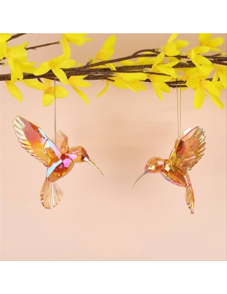 Decorazione 3D Colibrì diamantato giallo
