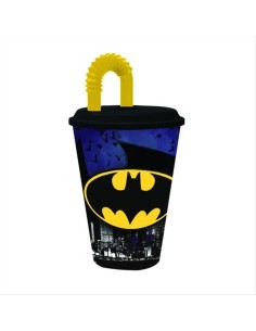 Bicchiere Batman 430ml 🦇💛 – Con cannuccia pieghevole!