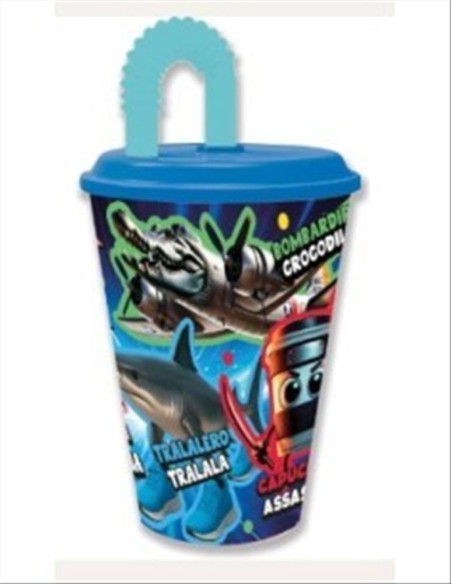 Bicchiere con Cannuccia Pieghevole 430ml Italian Brainrot - Ufficiale