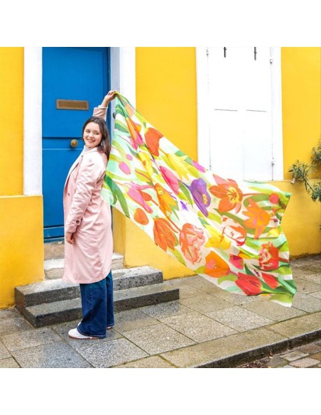 Foulard Pareo Balade TULIPES 🌷 100x180cm – Tulipani, Colori e Stile |