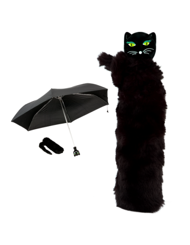 Ombrello Pieghevole Gatto Nero: Porta con te la grazia e l'eleganza Fe