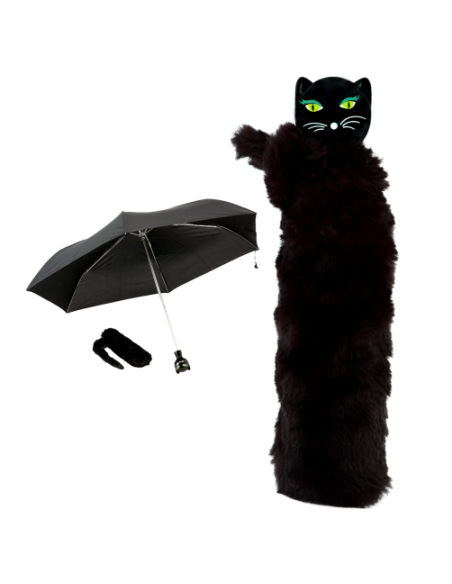 Ombrello Pieghevole Gatto Nero: Porta con te la grazia e l'eleganza Fe
