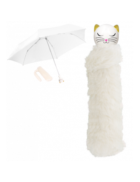 Ombrello pieghevole GATTO BIANCO: Porta Con Te la Grazia e l'Eleganza 