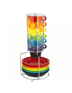 Torre di Tazze Espresso PALETTE 🎨☕ – Set 6 Tazzine Artistiche con Sup